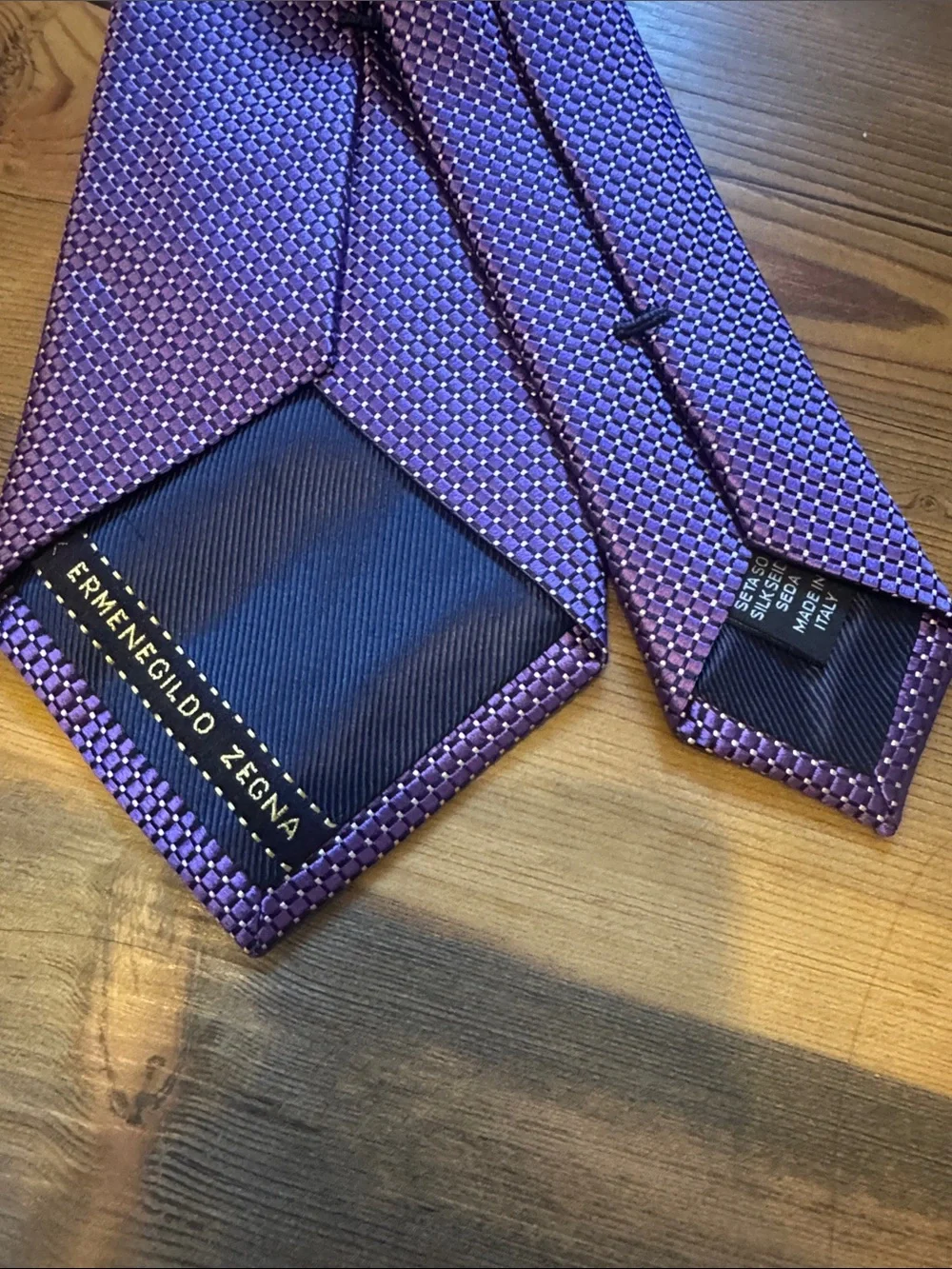 Ermenegildo Zegna Deep Purple Micro-Pattern Silk Tie